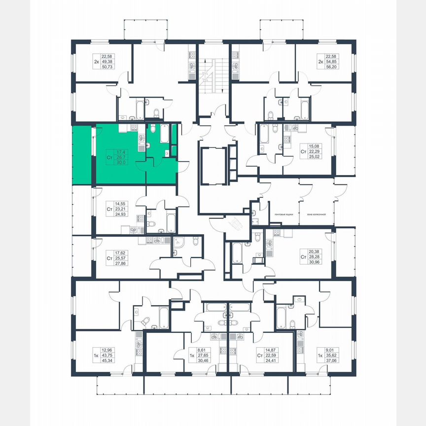 Квартира-студия, 26,7 м², 8/9 эт.