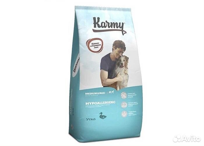 Корм сухой Karmy для круп/сред пород Утка 14 кг