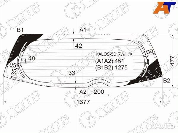 Стекло заднее chevrolet kalos