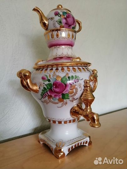 Розовая Гжель,самовар с клеймом Олимпиада-80, СССР