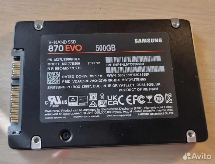 Жёсткий диск (Ssd samsung 860 evo 500gb)