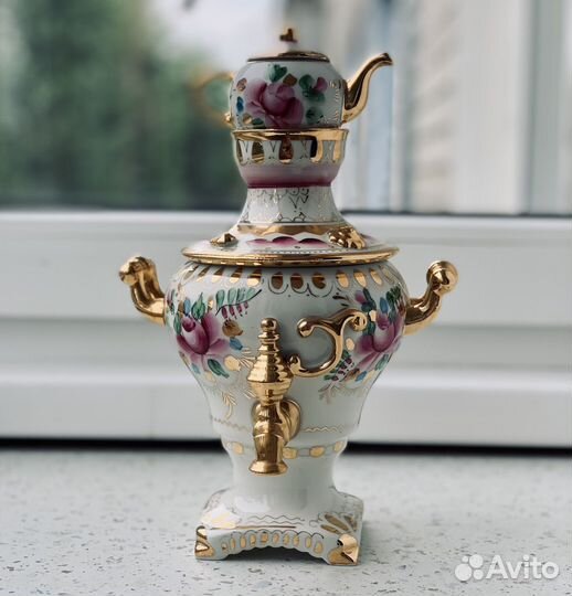 Сувенир самовар гжель фарфоровый