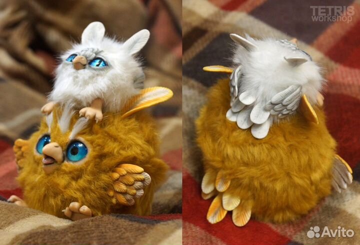 Игрушки ручной работы в смешанной технике птичка