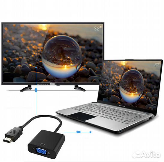 Переходник hdmi (male) x VGA (female) +AUX Rohs