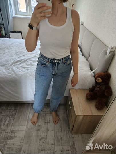 Женские джинсы голубые mom jeans бананы Reserved S