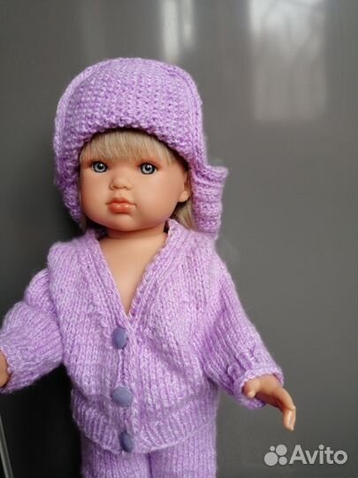 Вязаный комплект одежды для кукол 45-48 см