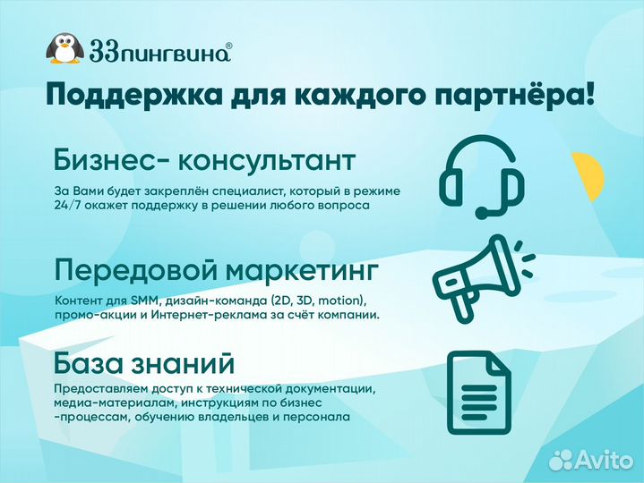 Франшиза кафе - мороженое, кофе «33 пингвина»