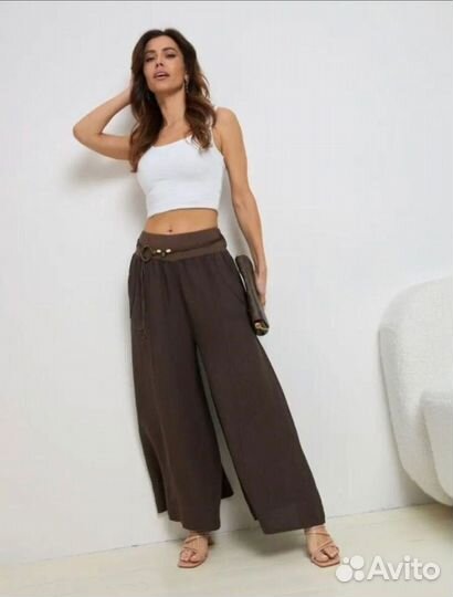 Брюки палаццо лен