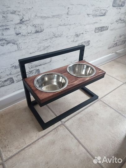 Подставка с мисками в стиле лофт