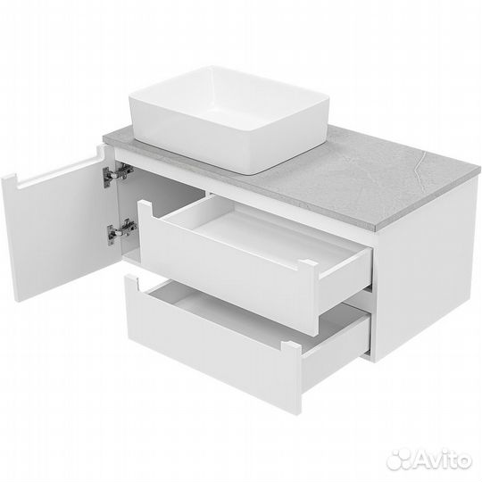 Тумба с раковиной Brevita Cargo 100 ут000024162 подвесная Белая матовая