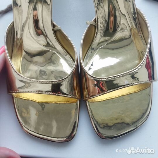 Мюли zara 39 золотые новые