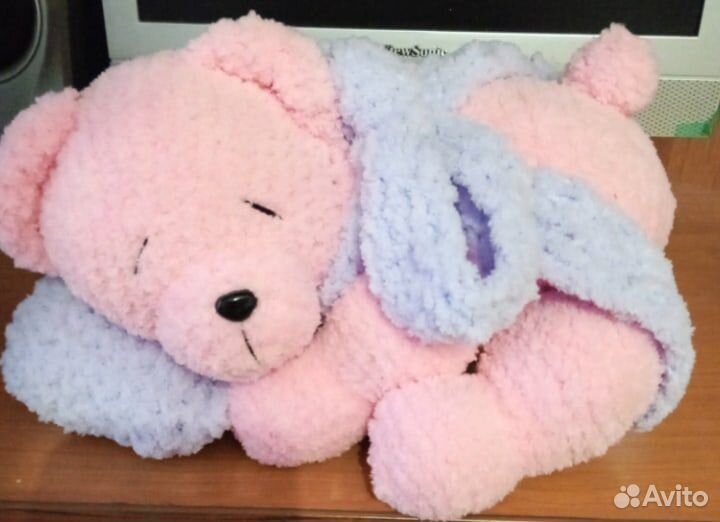 Мягкая игрушка спящий мишка. Ручной работы