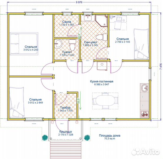 Дачный домик 60 м