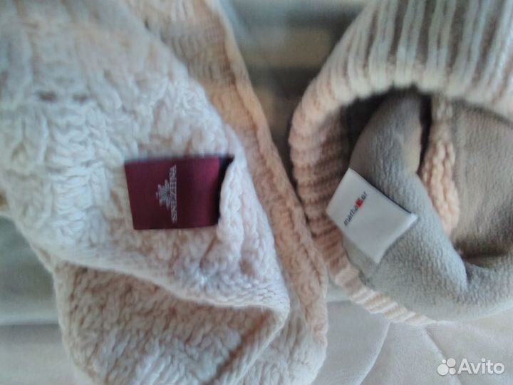 Шапка вязанная женская со нудом (комплект)