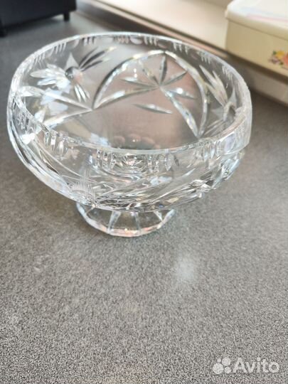 Конфетница ваза на ножке хрусталь чсср