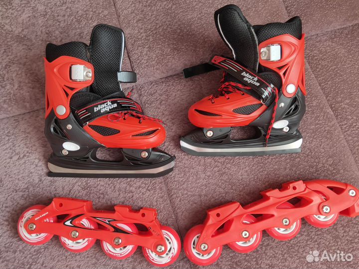 Коньки и ролики детские 2 в 1