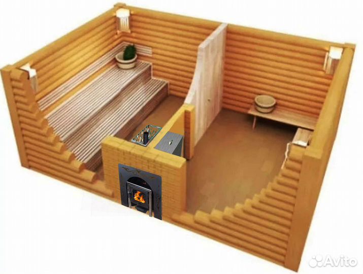 Печь для бани на 3 помещения Дарья-классика