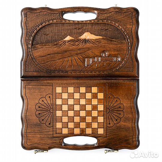 Нарды и шашки резные Монастырь Хор Вирап 31 х 36 см бук Армения 62426