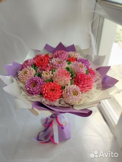 Букет из зефирных хризантем на заказ