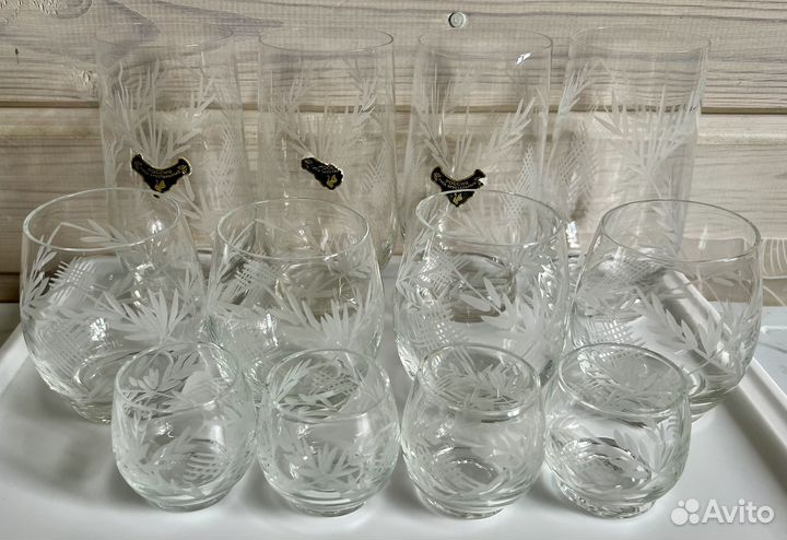Набор стаканов, рюмок гусь хрустальный