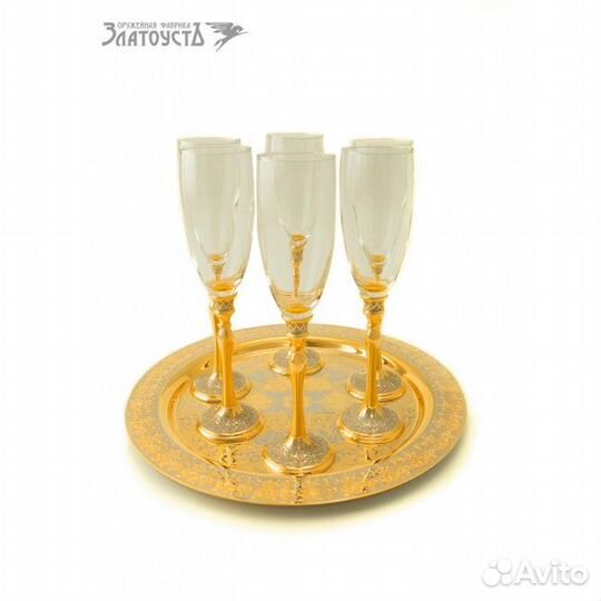 Набор для шампанского - золотой