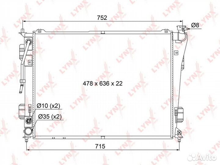 Радиатор охлаждения lynxauto RB-1070