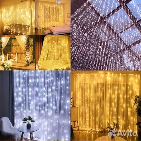 Гирлянда-занавес 280 LED, 3*2 м, белый