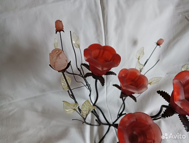 Роза декоративная метал + стекло