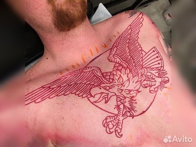 Бумага трафарет для татуировки S8 красная 1 лист