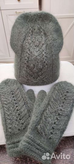 Комплект шапка и варежки из пуха норки