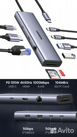 Хаб Ugreen 9-in-1 USB-C адаптер (новый) hub