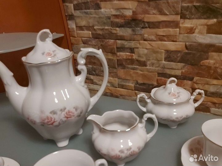 Сервиз кофейный Серая роза Cmielow