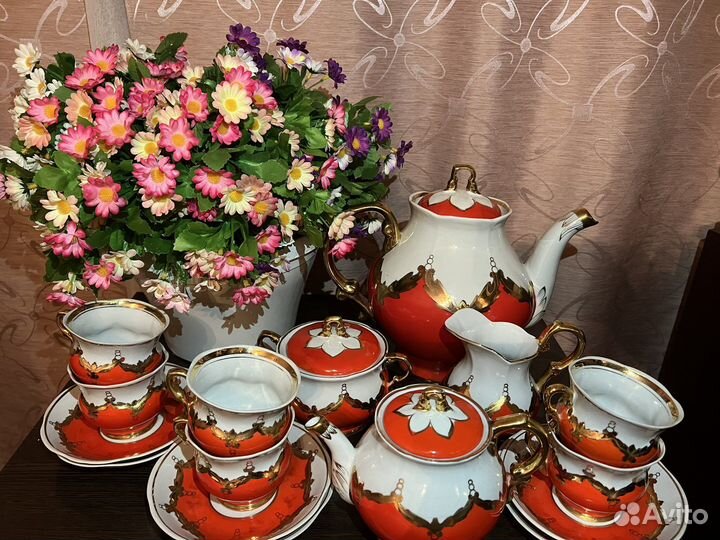Чайный сервиз СССР Красный бутон