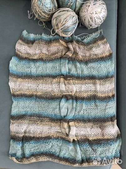 Пряжа Alize Coton Gold серо-бежево-голубой