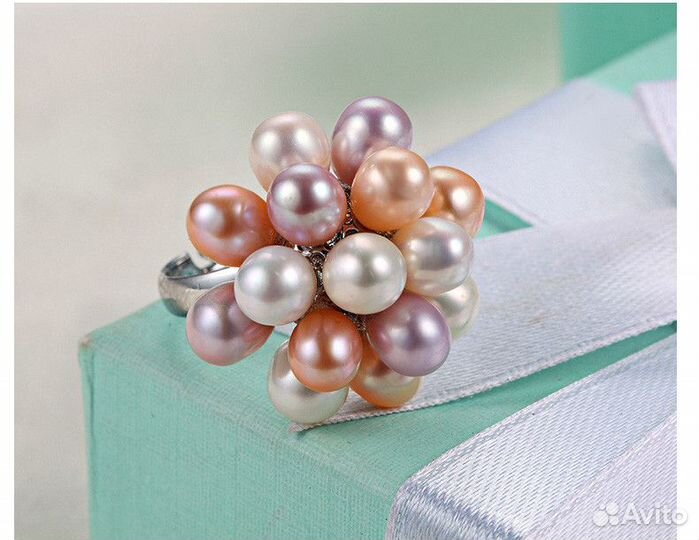 Кольцо с натуральным жемчугом Новое