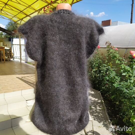 Пуховый тёплый кардиган ручной работы