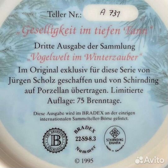 Тарелка из серии Мир птиц в зимнем волшебстве