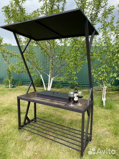 Мангал с крышей стиль Лофт