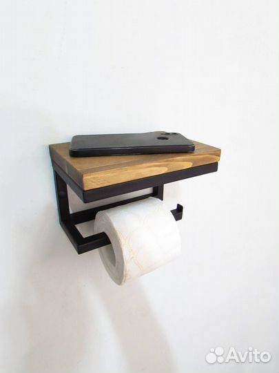Держатель для туалетной бумаги с полкой лофт