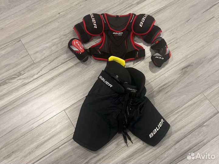 Хоккейные коньки бауэр детские, шорты и защита