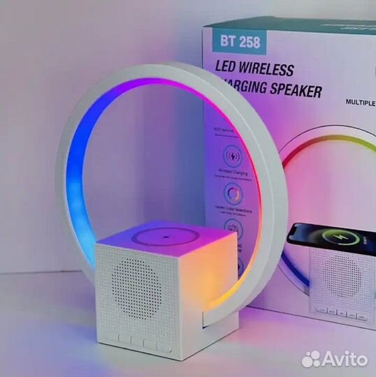 Смарт колонка с беспроводной зарядкой ночник