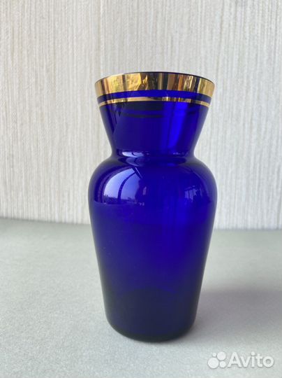 Ваза СССР цветное стекло cobalt