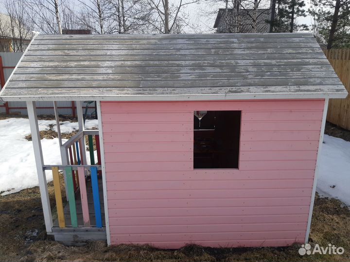 Детский игровой домик уличный деревянный