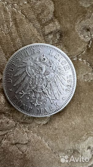 5 марок 1900 года Бавария серебро