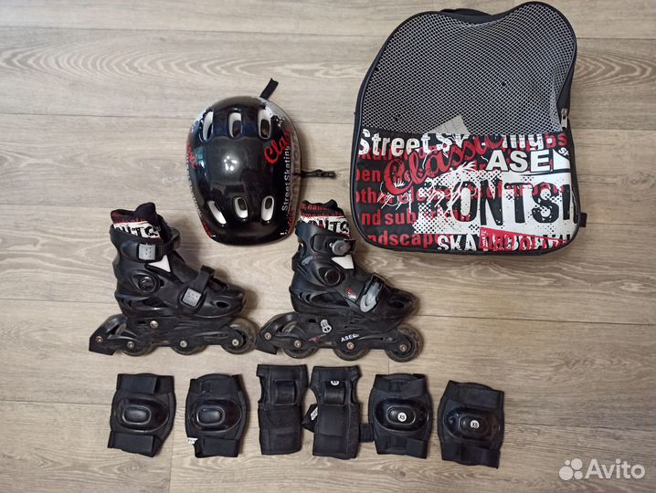 Роликовые коньки, защита, рюкзак