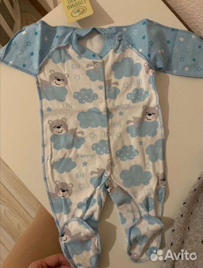 Комплект комбинезон, шапочка для новорожденных 62