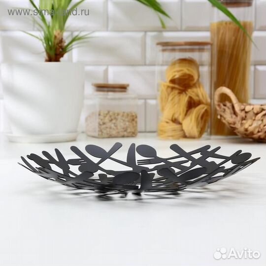 Фруктовница Доляна «Приборы», 29294 см, цвет чёрны