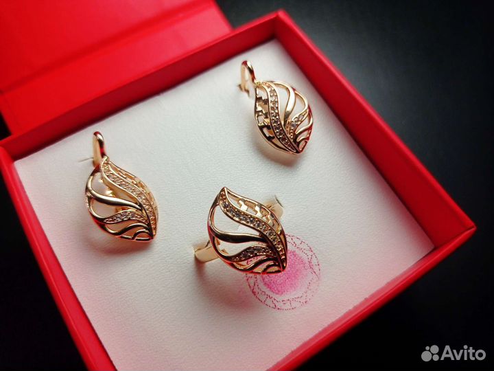 Комплект серьги + кольцо, 925 SL