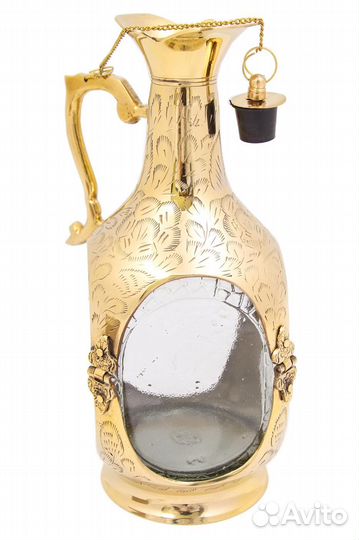 Штоф под вино. Латунь. Стекло