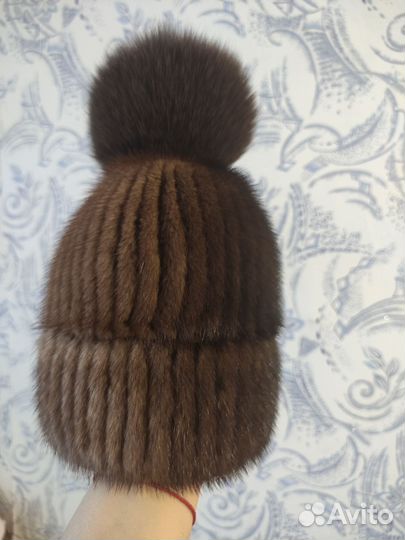 Шапка норковая вязаная